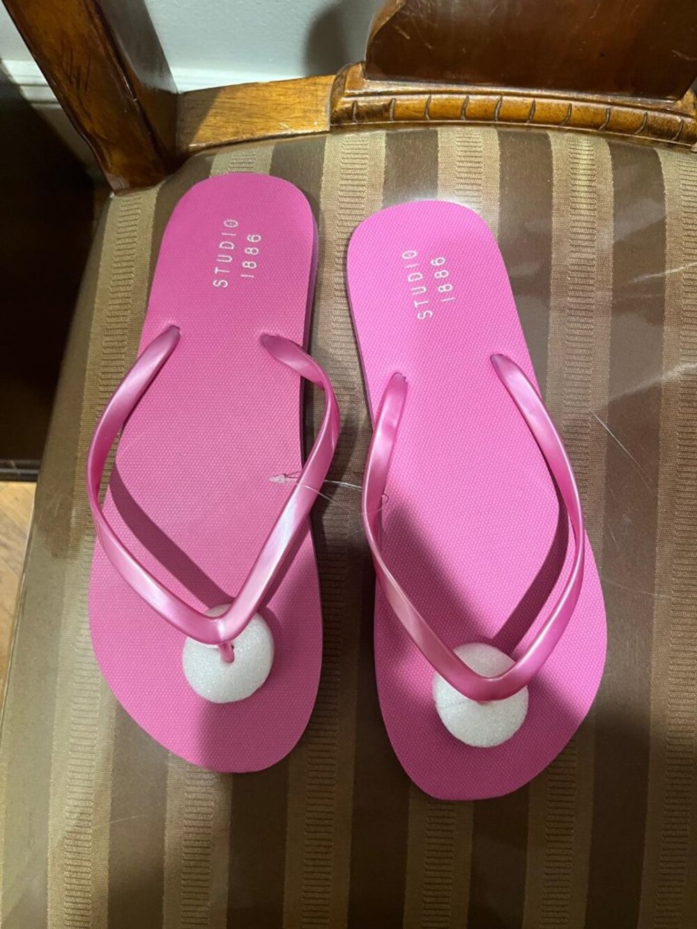 pink slip on flip flops
